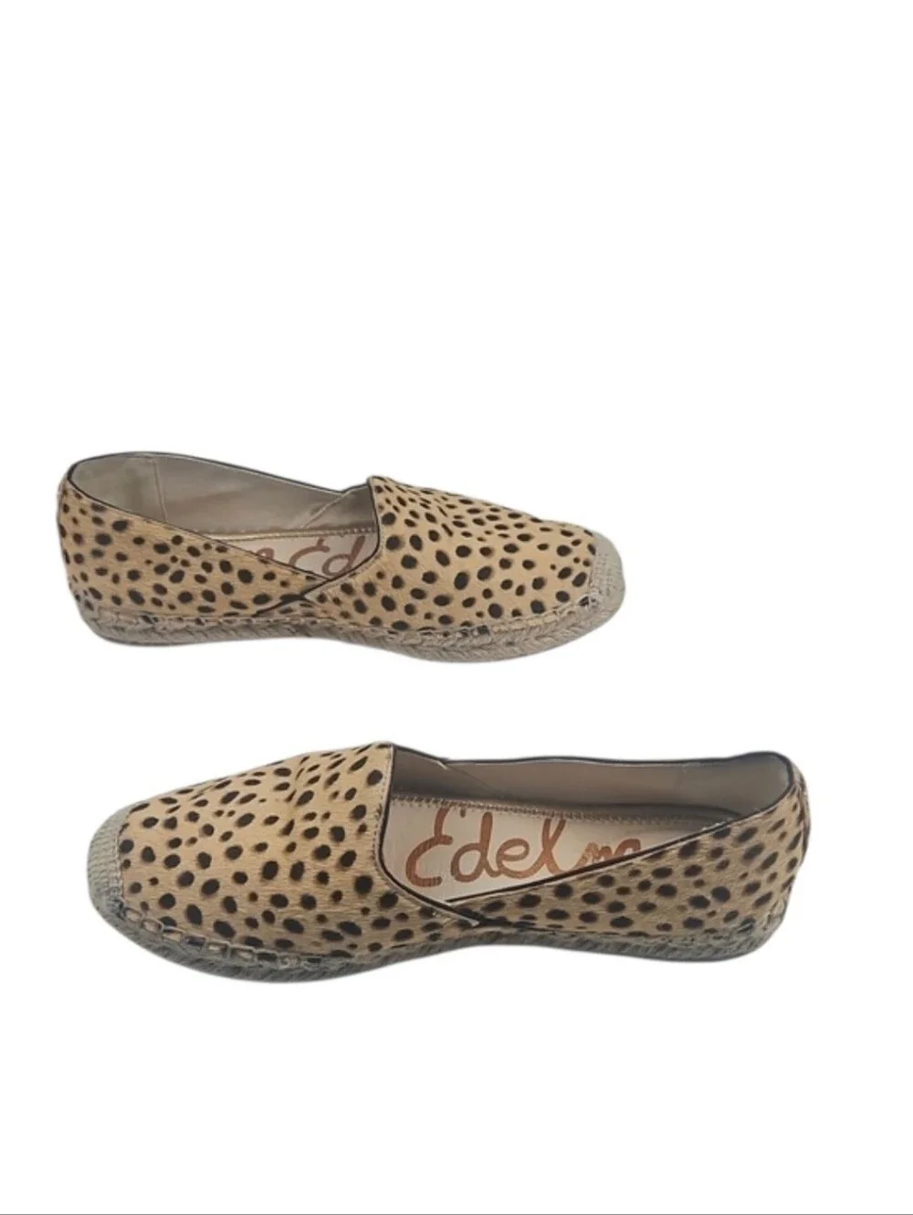Sam Eldeman Kesia Animal Print Slip-On Espadrilles Women's Shoes Tan Black 8.5